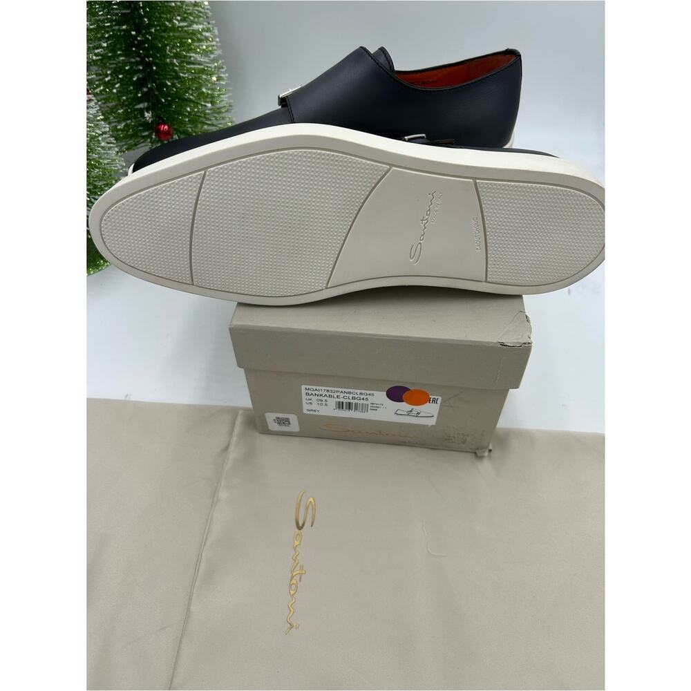 Men's Santoni bankable double Monk strap sneakers size 10.5 US made in Italy - Picture 9 of 12